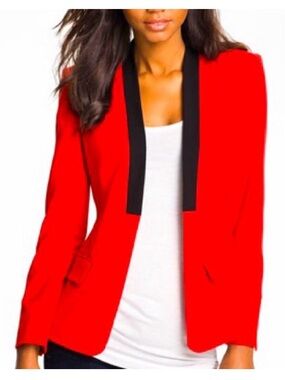 Vince Camuto Red Open-Front Blazer with Black Trim